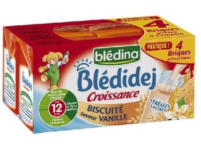Cereales lactees bebe saveur biscuite et vanille des 12 mois - 4 briques -  LP La Montagne - Drive Leader Price Réunion